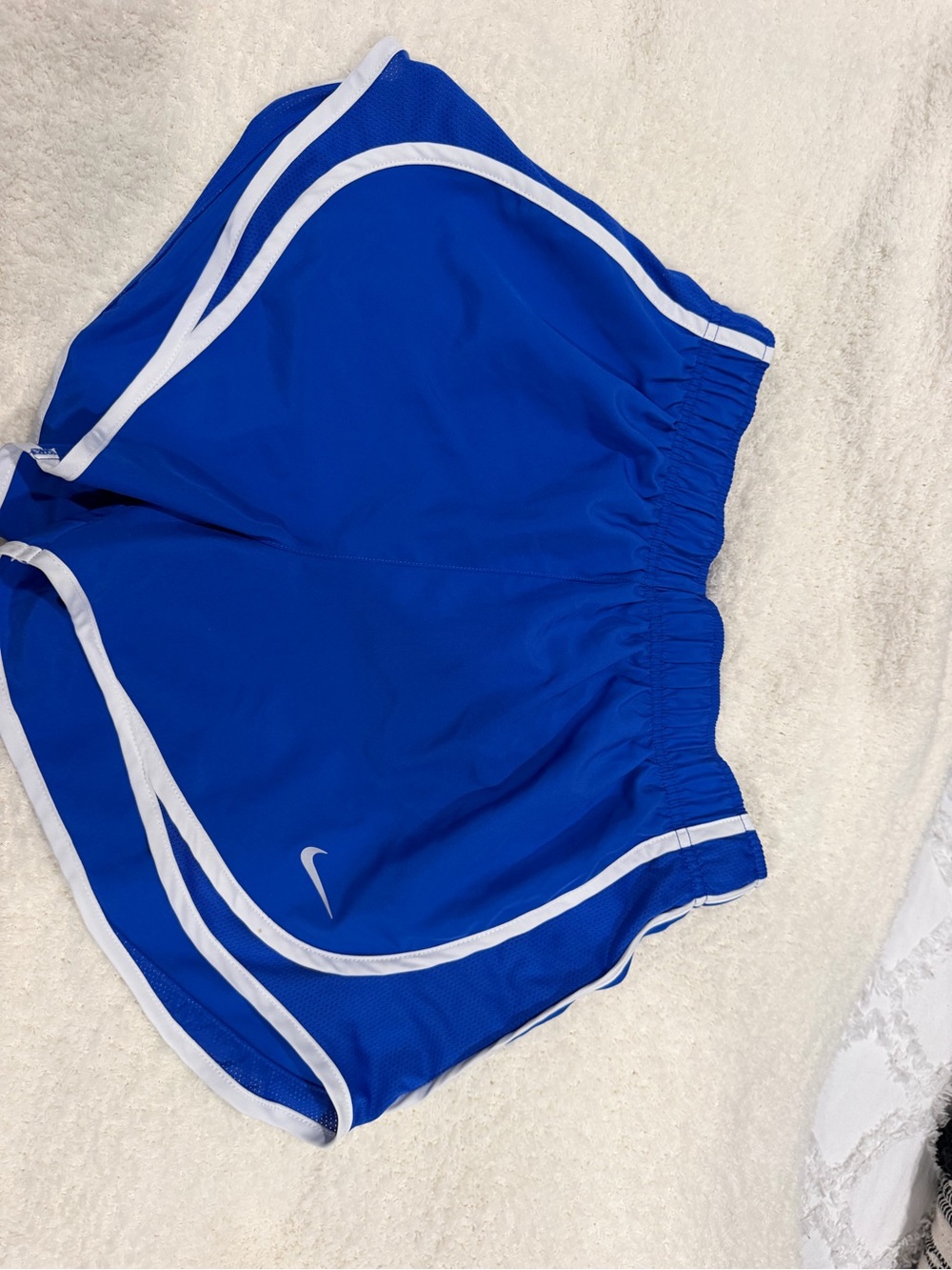 Nike Women's Blue Athletic Running Shorts with White Trim